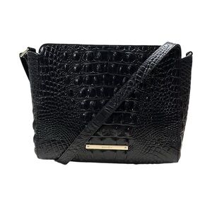 Sold! Brahmin Hillary Black Croc Embossed Melbourne Leather Crossbody Bag Purse